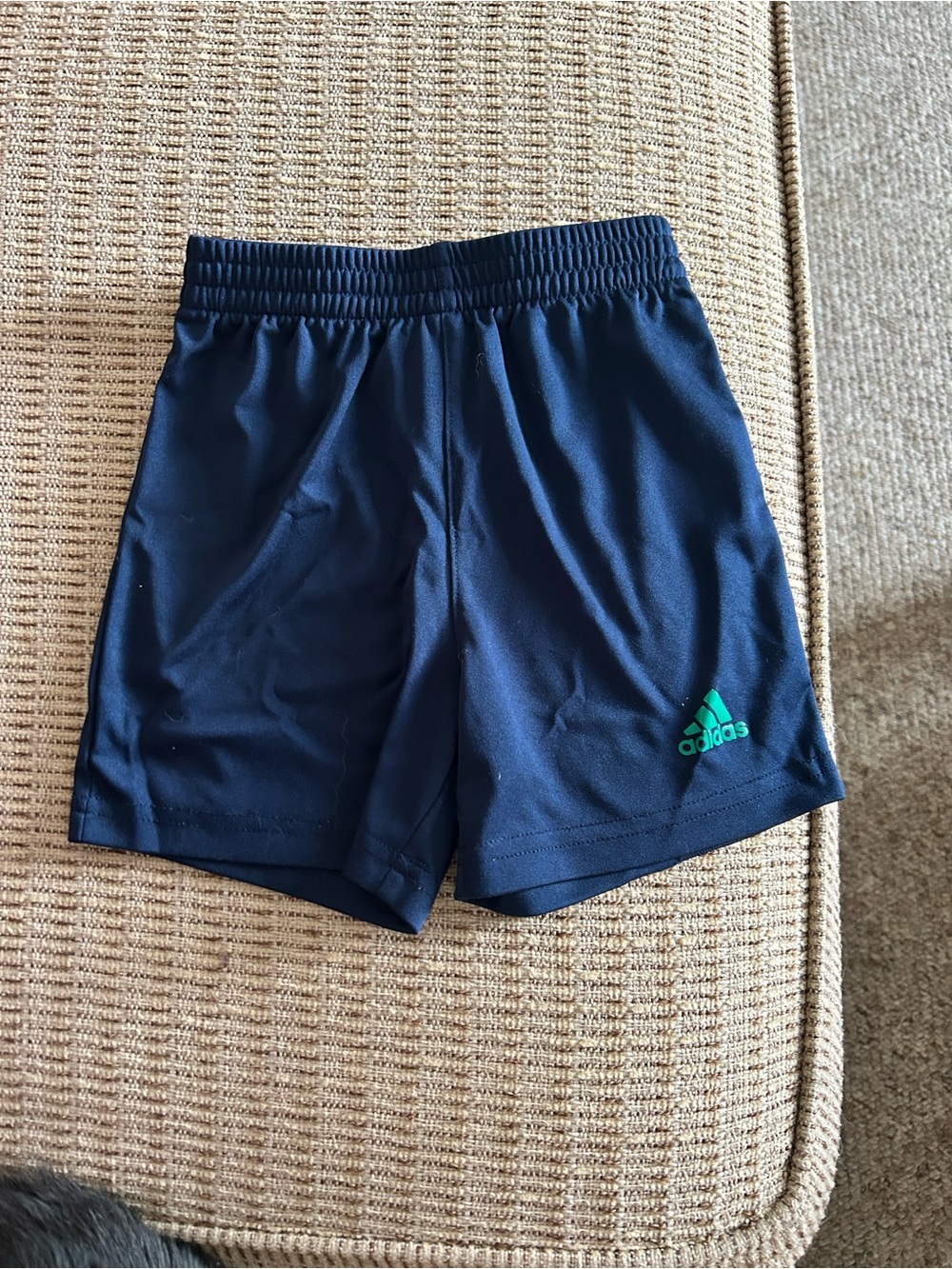 Adidas Boys Navy Shorts with Teal Logo, 2T